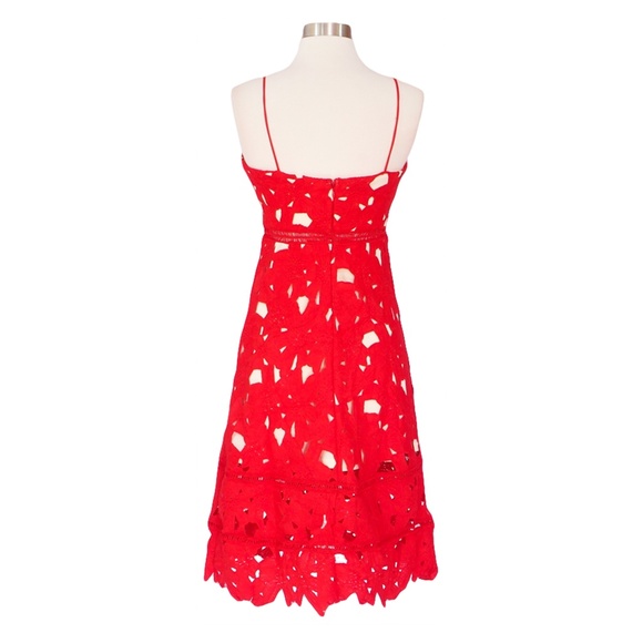 Red Crochet Lace Spaghetti Straps A-Line Dress - Picture 8 of 8